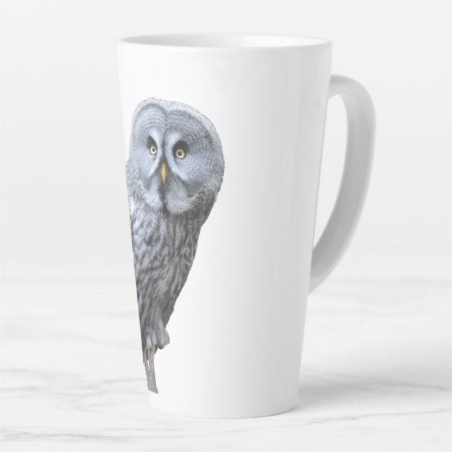 Caneca De Café Latte Coruja de Cinzas excelentes (Ângulo direito)