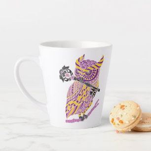 Caneca De Café Latte Coruja Excelente Roxa