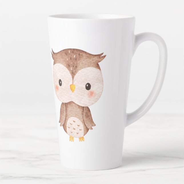 Caneca De Café Latte Coruja Fofa (Direita)