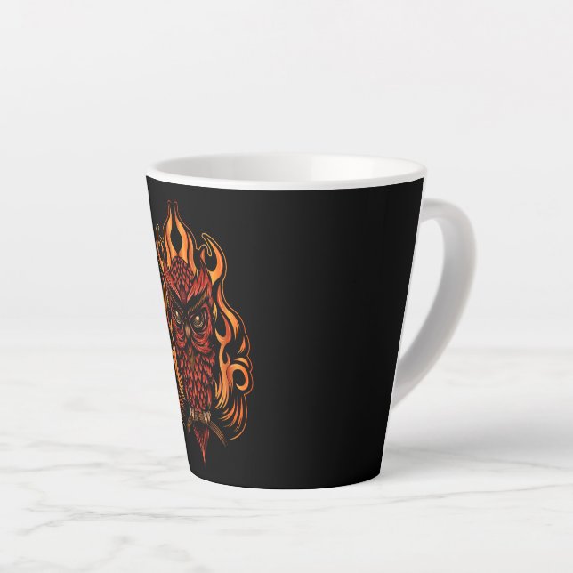 Caneca De Café Latte Coruja-Fogo (Ângulo direito)