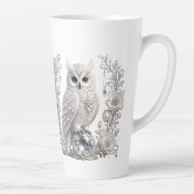 Caneca De Café Latte Coruja Pérola Cristal Branco (Direita)