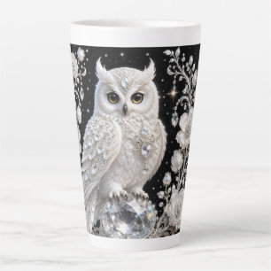 Caneca De Café Latte Coruja Pérola Cristal Branco