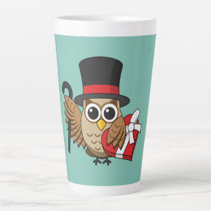 Caneca De Café Latte Coruja sofisticada com caixa de chocolate cardíaco