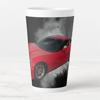 Caneca De Café Latte Corveta Vermelha com fundo removível com fumaça de