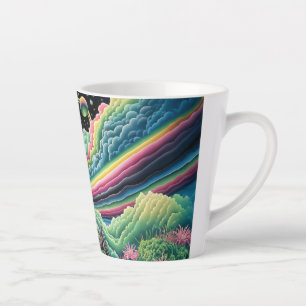 Caneca De Café Latte Corvo Arco-íris Noturno