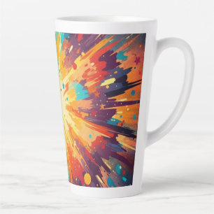 Caneca De Café Latte Cosmic Burst Abstract Splatter Art