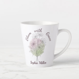 Caneca De Café Latte Cosmos Personalizado Nome Botânico Floral