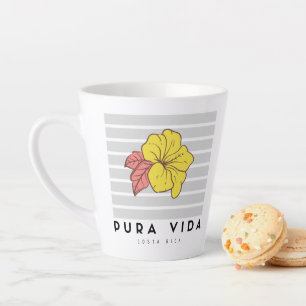 Caneca De Café Latte Costa Rica Pura Vida Hibiscus Flower Café