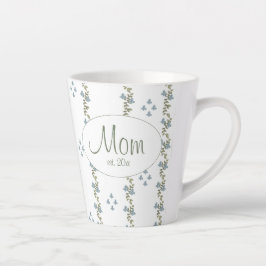 Caneca De Café Latte Costume Elegante "Mãe, est. Caneta Floral Simples 