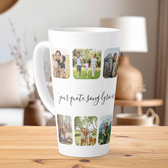 Caneca De Café Latte Cota Personalizada de Colagem de Fotos Personaliza (Criador carregado)