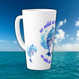 Caneca De Café Latte Cotação dos golfinhos de aquarela |