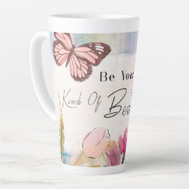 Caneca De Café Latte Cotações quentes e de Borboletas,Monograma Persona