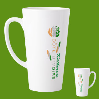 Caneca De Café Latte Côte D'Ivoire Bandeira Rosa Personalizada Grande