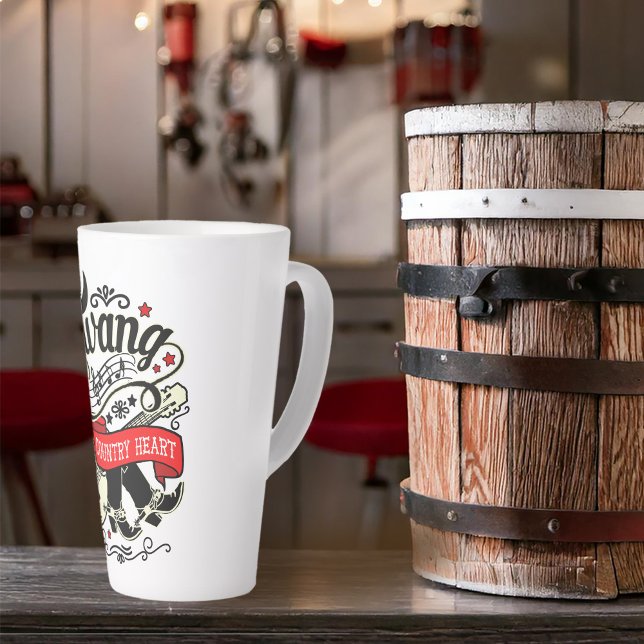 Caneca De Café Latte Country Twang Red/Black ID464 (Criador carregado)