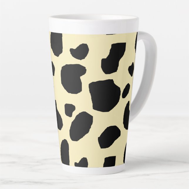 Caneca De Café Latte Cow Animal Skin Colour Pattern Design  (Ângulo direito)