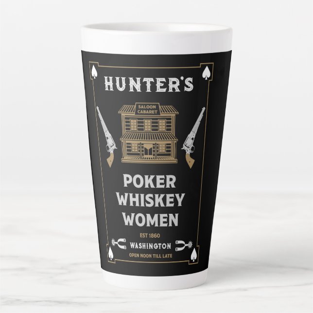 Caneca De Café Latte Cowboy American Frontier Saloon (Frente)