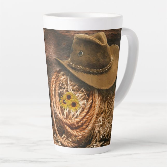 Caneca De Café Latte Cowboy Hat (Ângulo direito)