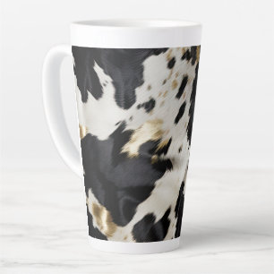 Caneca De Café Latte Cowhide Dourada Branca Preta