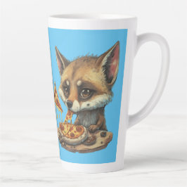 Caneca De Café Latte Coyote engraçado comendo pizza