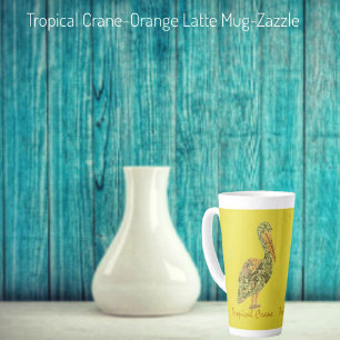 Caneca De Café Latte Crane Tropical