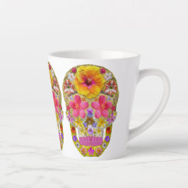 Caneca De Café Latte Crânio da Flor 4 - Tropical