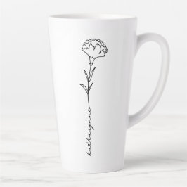 Caneca De Café Latte Cravagem de Flor do Mês de Nascimento de Janeiro