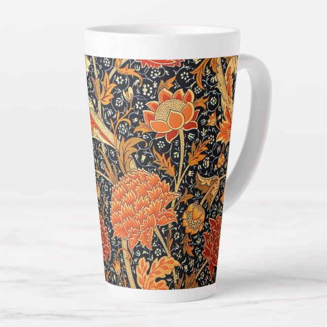Caneca De Café Latte Cray, um belo design William Morris, (Ângulo direito)
