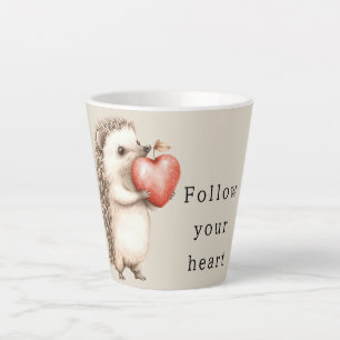 Caneca De Café Latte Cream Hedgehog Apple Heart