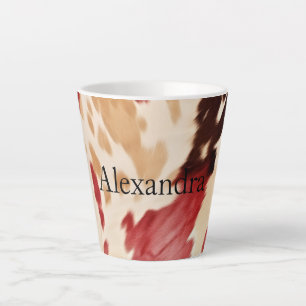 Caneca De Café Latte Cream Red Western Cowhide Personalizado Name
