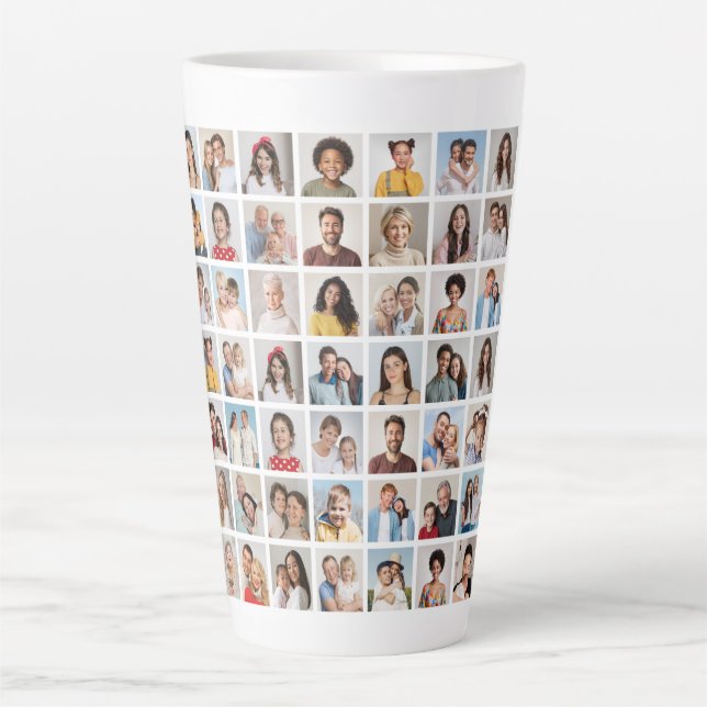 Caneca De Café Latte Create Your Own 49 Photo Collage  (Frente)