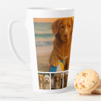 Caneca De Café Latte Create your own 7 photo collage personalized