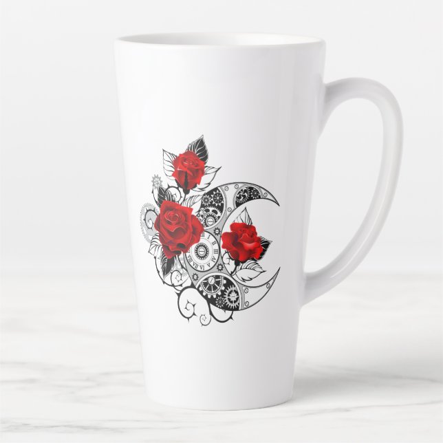 Caneca De Café Latte Crescente Mecânico com Rosas vermelhas (Direita)