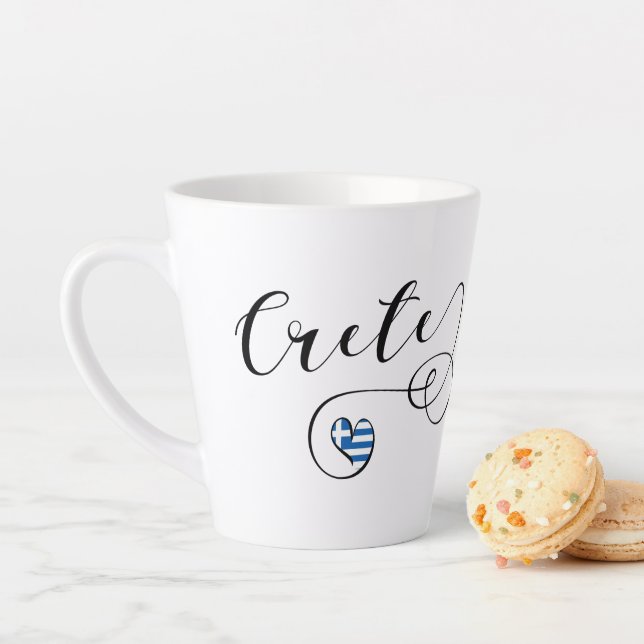 Caneca De Café Latte Crete Heart Flag, Grécia, Cretan (In Situ)