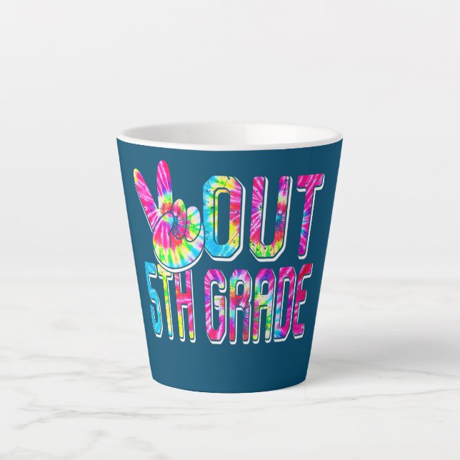 Caneca De Café Latte Crianças Graduação De 5 no Grau Último Dia De (Frente)