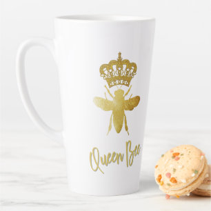 Caneca De Café Latte Crianças Personalizadas QUEEN BEE ★ Dourada Cro