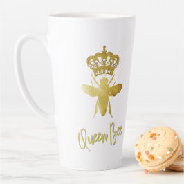 Caneca De Café Latte Crianças Personalizadas QUEEN BEE ★ Dourada Crown 