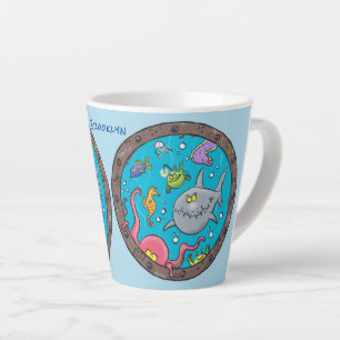 Caneca De Café Latte Criaturas marinhas engraçadas desenho de desenhos