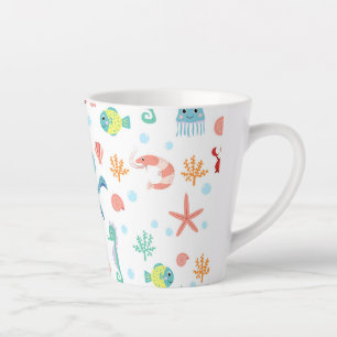 Caneca De Café Latte Criaturas Marinhas Subaquáticas Caprichosas