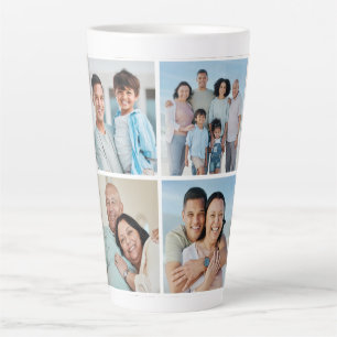 Caneca De Café Latte Crie a sua própria colagem de 4 fotos