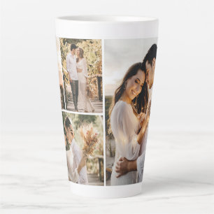 Caneca De Café Latte Crie a sua própria colagem de 4 fotos