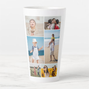 Caneca De Café Latte Crie a sua própria colagem de 6 fotos