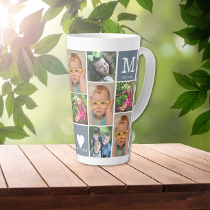 Caneca De Café Latte Crie O Seu Próprio Monograma Da Família Collage 