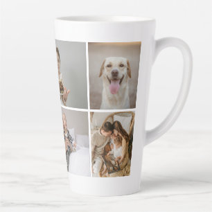 Caneca De Café Latte Crie personalizado 5 fotos personalizadas