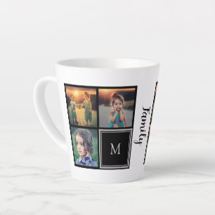 Caneca De Café Latte Crie seu próprio monograma de colagem de fotos da 