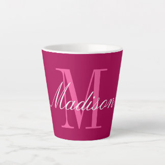 Caneca De Café Latte Crie seu próprio nome inicial do Monograma