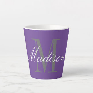 Caneca De Café Latte Crie seu próprio nome inicial do Monograma