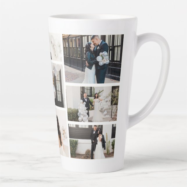 Caneca De Café Latte Crie sua própria colagem de 8 fotos (Direita)