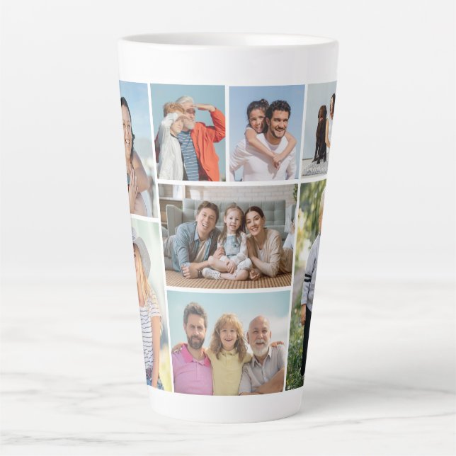 Caneca De Café Latte Crie sua própria colagem de 8 fotos (Frente)