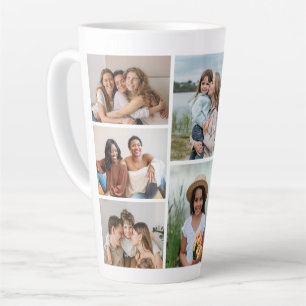 Caneca De Café Latte Crie sua própria colagem de 8 fotos