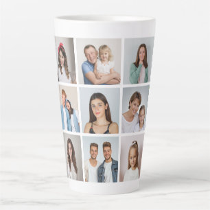 Caneca De Café Latte Crie Sua Própria Colagem de 9 Fotos
